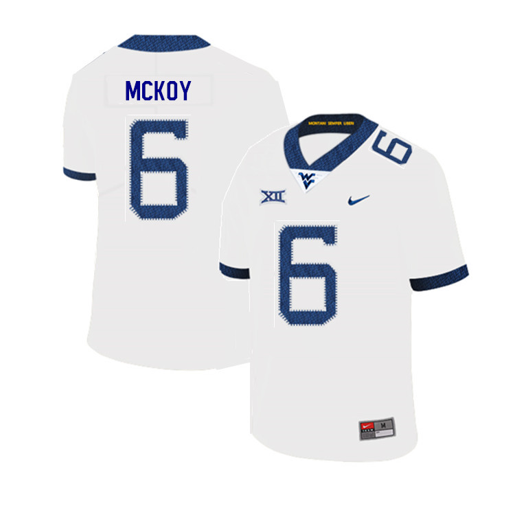 2019 Men #6 Kennedy McKoy West Virginia Mountaineers College Football Jerseys Sale-White - Click Image to Close